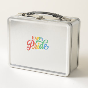 Glückliches Stolz Vintage Regenbogen-Typografie-Sh Metall Brotdose