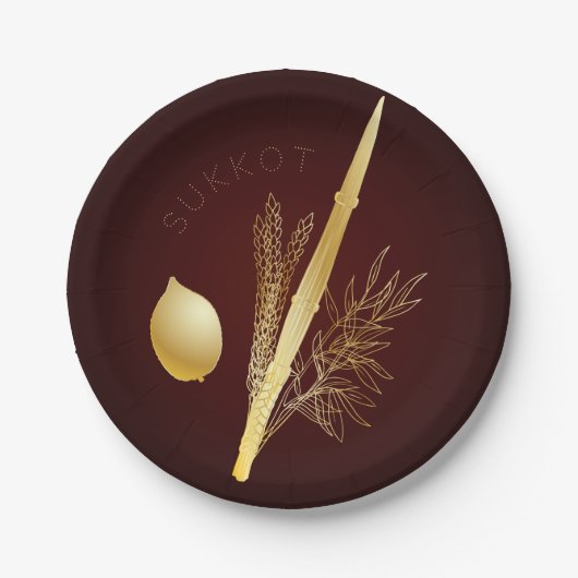 Glückliches Sukkot Festival-jüdischer Feiertag Pappteller (Vorderseite)