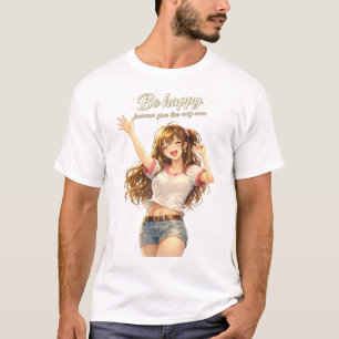 Glückliches süßes Anime-Mädchen T-Shirt