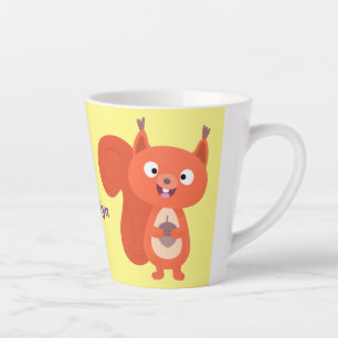 Glückliches süßes rotes Eichhörnchen Cartoon-Illus Milchtasse