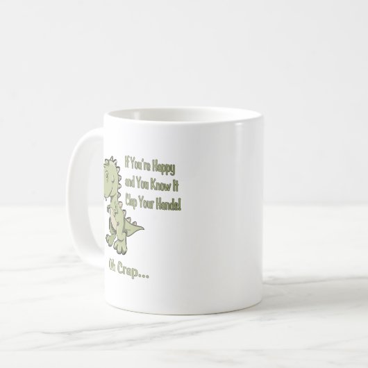 Glückliches T-Rex Kaffeetasse (Vorderseite Links)