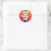 Glückliches Tabby-Kätzchen Runder Aufkleber (Tasche)