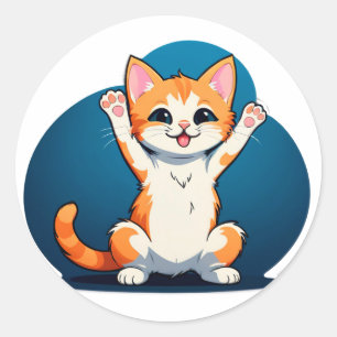 Glückliches Tabby-Kätzchen Runder Aufkleber