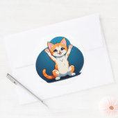 Glückliches Tabby-Kätzchen Runder Aufkleber (Umschlag)