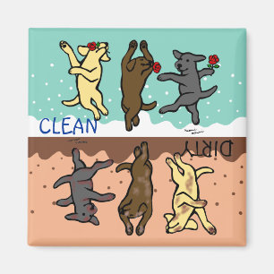 Glückliches tanzendes Labradors saubere/schmutzig Magnet