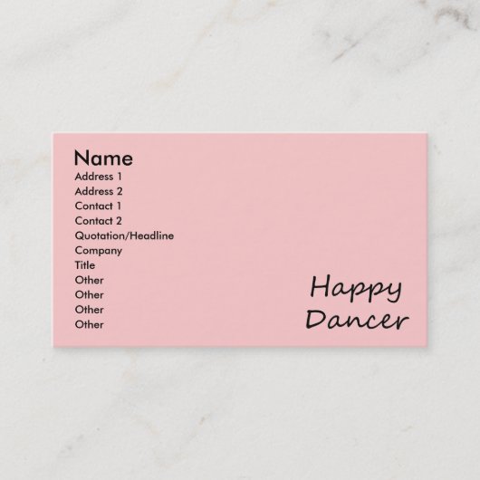 Glückliches Tänzerschwarzskript Visitenkarte (Vorderseite)