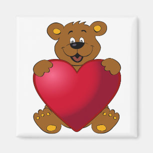 Glückliches teddybear mit Herz-Cartoon Magnet