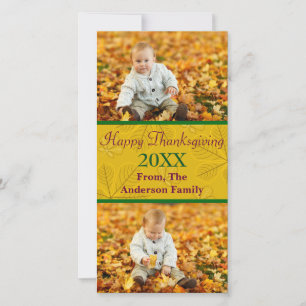 Glückliches Thanksgiving Gold 2 Fotos - Fotokarte Feiertagskarte