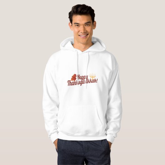 Glückliches Thanksgivukkah Menorah/Blatt Hoodie (Vorne ganz)