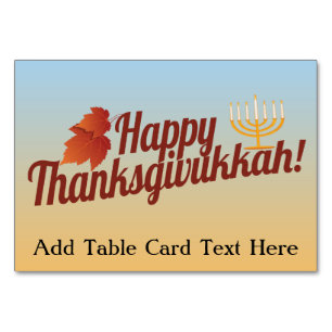 Glückliches Thanksgivukkah Menorah/Blatt Tischnummer