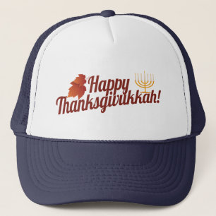 Glückliches Thanksgivukkah Menorah/Blatt Truckerkappe