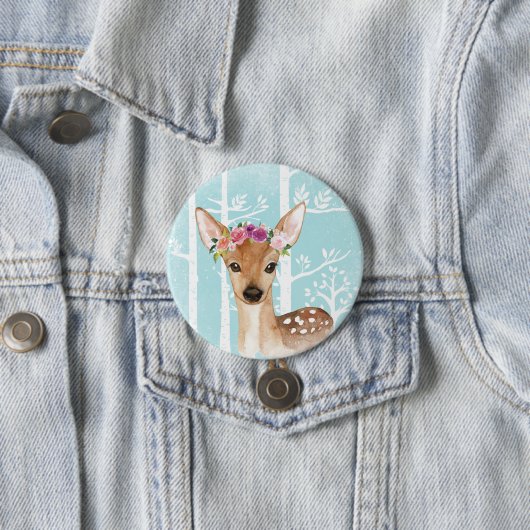 Glückliches Tier mit Blumen in den blauen Button (Beispiel)