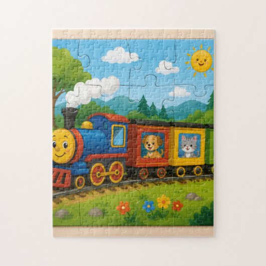 Glückliches Tierzug-Puzzle-Abenteuer Puzzle (Vertikal)
