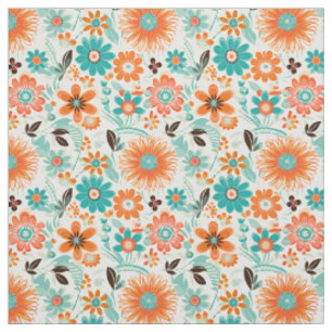 Glückliches Trendiges Retro-Blumenmuster Stoff