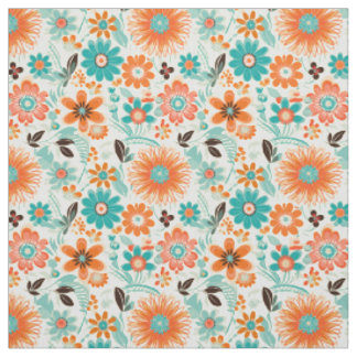Glückliches Trendiges Retro-Blumenmuster Stoff