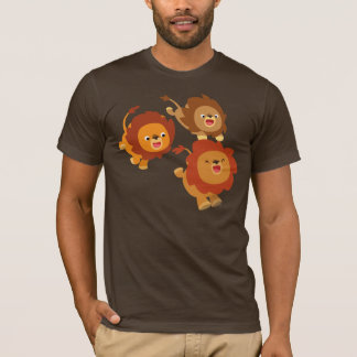 Glückliches Trio des niedlichen Cartoon-Löwe-T - T-Shirt