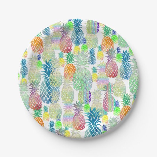 glückliches tropisches Ananas-Muster Pappteller (Vorderseite)