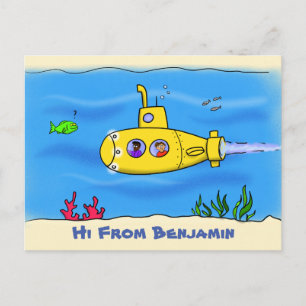 Glückliches U-Boot-Cartoon Postkarte
