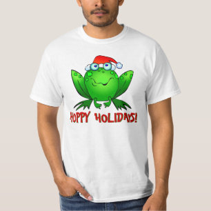 Glückliches Urlaubs-Cartoon-Frosch-Shirt T-Shirt