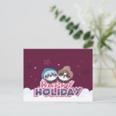 Glückliches Urlaubs-Panda Postkarte (Stehend Vorderseite)