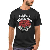 Glückliches Valentins-Skele-Rosen T-Shirt