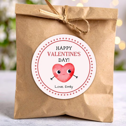 Glückliches Valentinsherz Runder Aufkleber