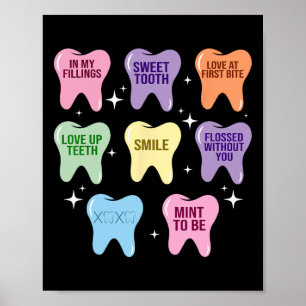Glückliches Valentinsherz Zähne Zahnarzt Dentalhyg Poster
