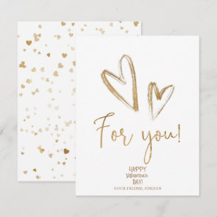 Glückliches Valentinstag Gold Herz Mitteilungskarte