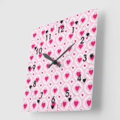 Glückliches Valentinstag-Herz-Muster rosarot Quadratische Wanduhr (Winkel)