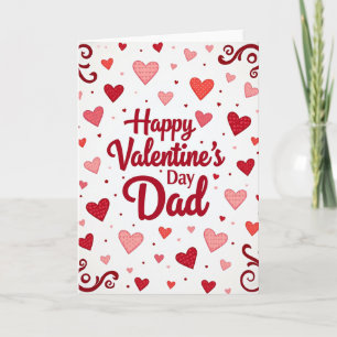 Glückliches Valentinstag Papa Gepunktete Herzkarte Karte