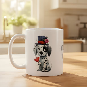 Glückliches Valentinstags charmantes schwarz-weiße Kaffeetasse