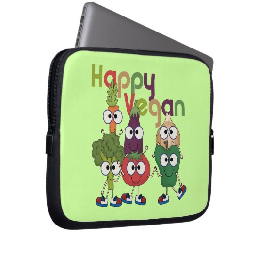 Glückliches veganes laptopschutzhülle (Vorne Rechts)