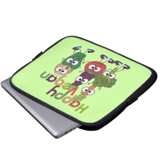 Glückliches veganes laptopschutzhülle (Vorne Knopf)