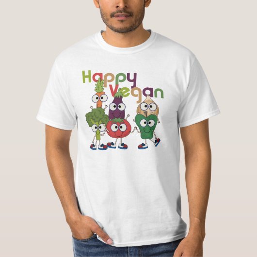 Glückliches veganes T-Shirt (Vorderseite)