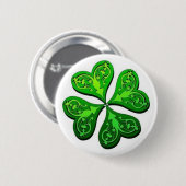 Glückliches Vier-Blatt-Kleeblatt Button (Vorne & Hinten)