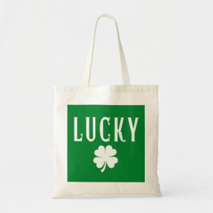 Glückliches Vier-Blatt-Kleeblatt St. Patrick auf b Tragetasche