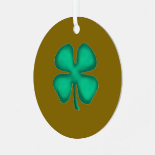 Glückliches vierblättriges irisches Kleeblatt brau Ornament Aus Metall