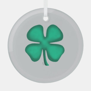 Glückliches vierblättriges irisches Kleeblatt grau Ornament Aus Glas