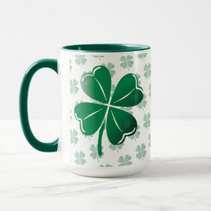 Glückliches vierblättriges Kleeblatt Irisches Sham Tasse