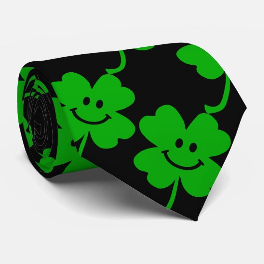 Glückliches vierblättriges Kleeblatt Krawatte (Gerollt)