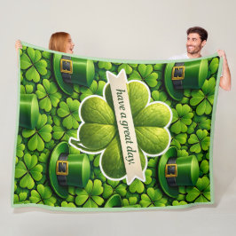 Glückliches vierblättriges Kleeblatt St. Patrick's Fleecedecke