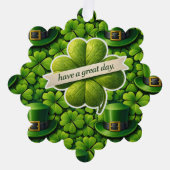 Glückliches vierblättriges Kleeblatt St. Patrick's Ornament Karte (Vorderseite)