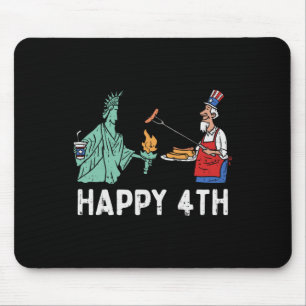 Glückliches Viertes Statue der Freiheit Onkel Sam  Mousepad