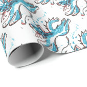 Glückliches Wasser-Katzenspringen Geschenkpapier (Rolleneckpunkt)