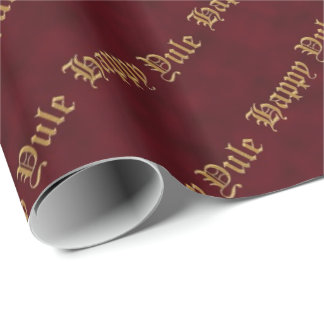 Glückliches Weihnachten Rot und Gold Pagan Wrappin Geschenkpapier