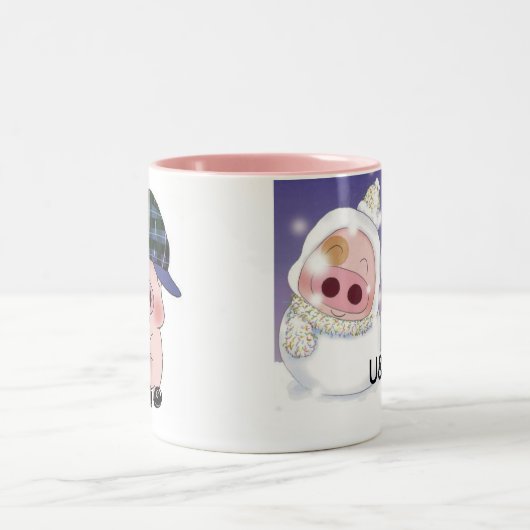 glückliches Weihnachten Zweifarbige Tasse (Mittel)