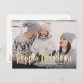 Glückliches Weihnachtsbaum-Familien-Foto der Feiertagspostkarte (Vorne/Hinten)