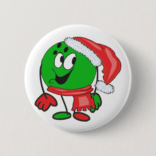 Glückliches WeihnachtsBowlingsball, der eine Button (Vorderseite)