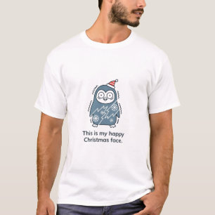 Glückliches Weihnachtsgesicht – Pinguin-Stimmung-S T-Shirt