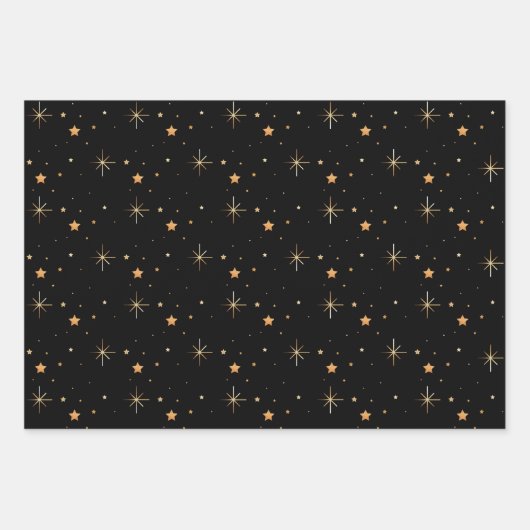 Glückliches Weihnachtsgold und schwarzes Wrapping Geschenkpapier Set (Vorderseite 2)